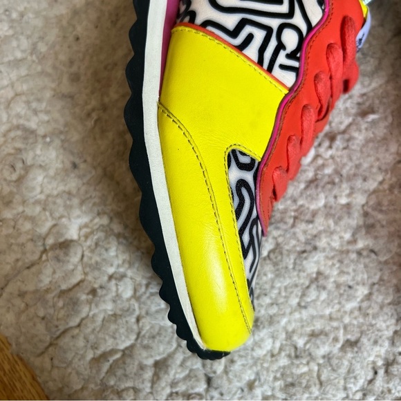 Coach: x Keith Haring Lace Up Yellow, Orange, Pink, Black White People Sneakers - Picture 7 of 16